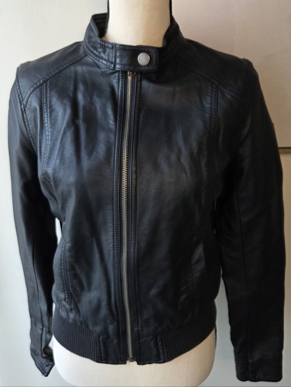 Old Navy Black Faux Leather Zip Jacket